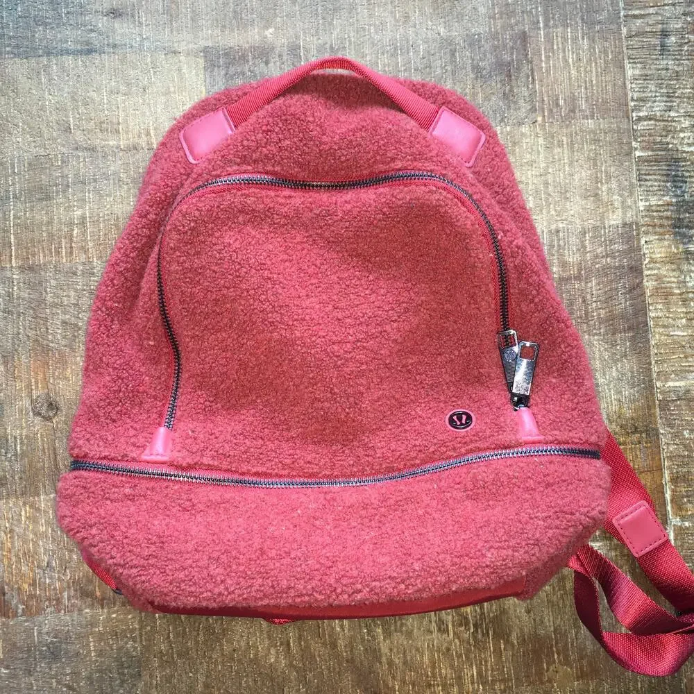 Lululemon City Adventurer Mini Sherpa Backpack Magma Burnt Orange 10L Fleece EUC